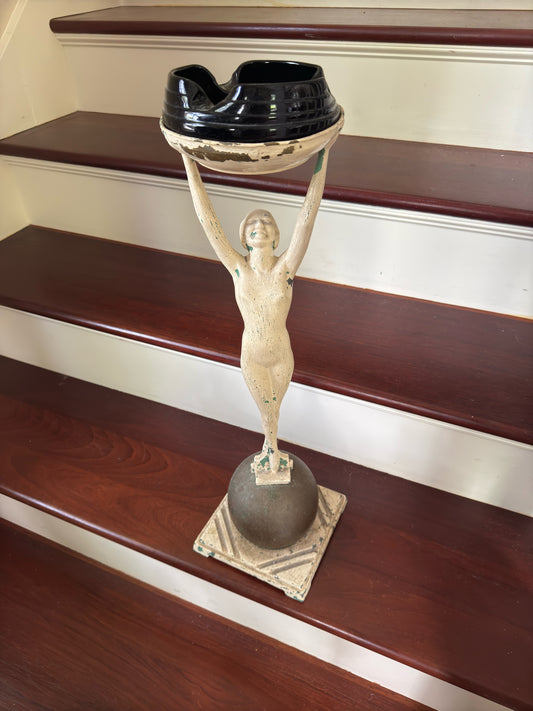 FRANKART Art Deco Nude Female Standing Ash Tray